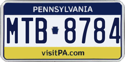 PA license plate MTB8784