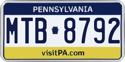 PA license plate MTB8792