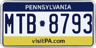 PA license plate MTB8793