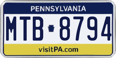 PA license plate MTB8794