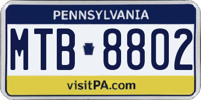 PA license plate MTB8802