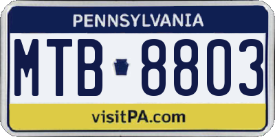 PA license plate MTB8803