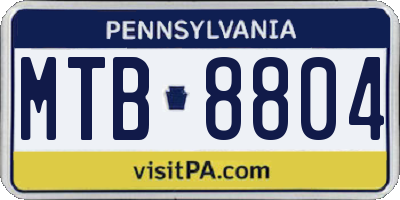 PA license plate MTB8804