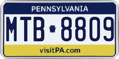 PA license plate MTB8809