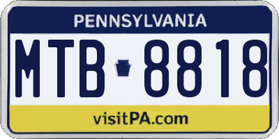 PA license plate MTB8818