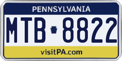 PA license plate MTB8822