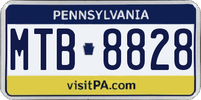 PA license plate MTB8828