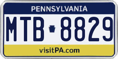 PA license plate MTB8829