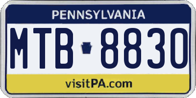 PA license plate MTB8830