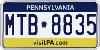 PA license plate MTB8835
