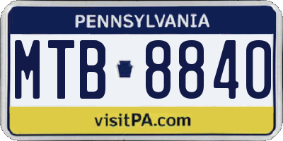 PA license plate MTB8840