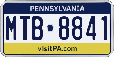 PA license plate MTB8841