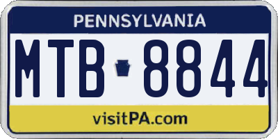 PA license plate MTB8844