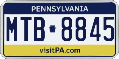PA license plate MTB8845