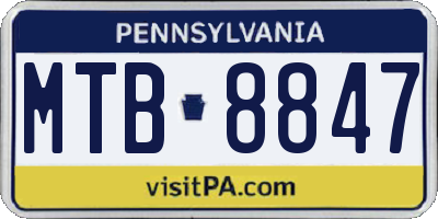 PA license plate MTB8847