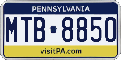 PA license plate MTB8850