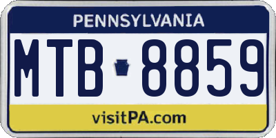 PA license plate MTB8859