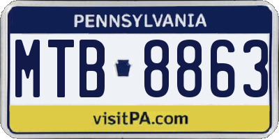 PA license plate MTB8863