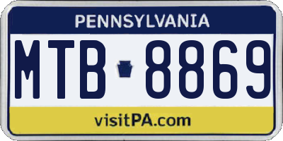 PA license plate MTB8869