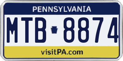 PA license plate MTB8874