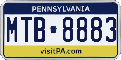 PA license plate MTB8883