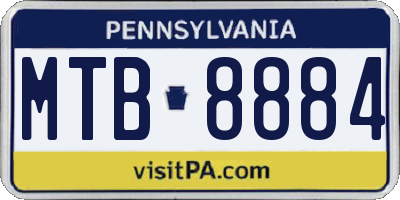 PA license plate MTB8884