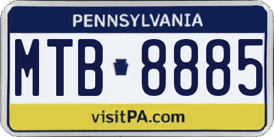 PA license plate MTB8885