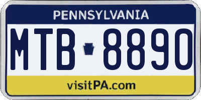 PA license plate MTB8890
