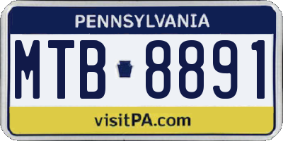 PA license plate MTB8891