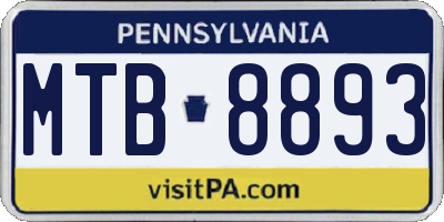 PA license plate MTB8893