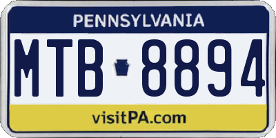 PA license plate MTB8894