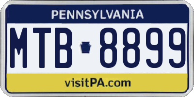 PA license plate MTB8899