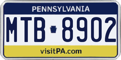 PA license plate MTB8902