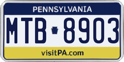 PA license plate MTB8903