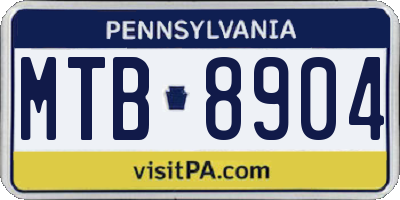 PA license plate MTB8904