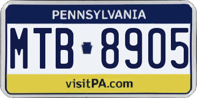 PA license plate MTB8905