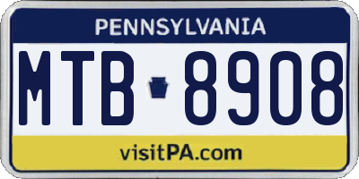 PA license plate MTB8908