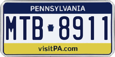 PA license plate MTB8911