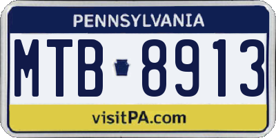 PA license plate MTB8913
