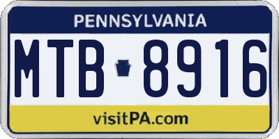 PA license plate MTB8916