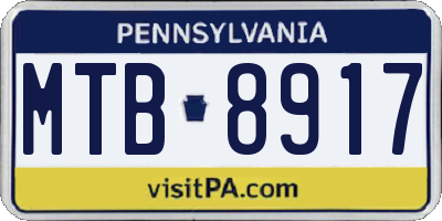 PA license plate MTB8917