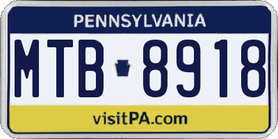 PA license plate MTB8918