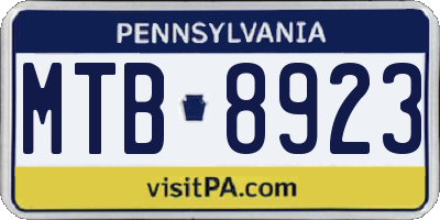 PA license plate MTB8923