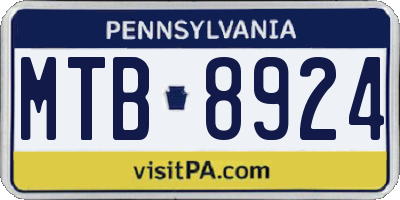 PA license plate MTB8924