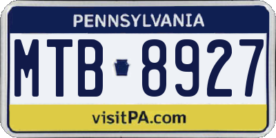 PA license plate MTB8927