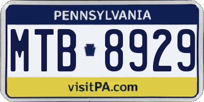 PA license plate MTB8929