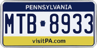 PA license plate MTB8933