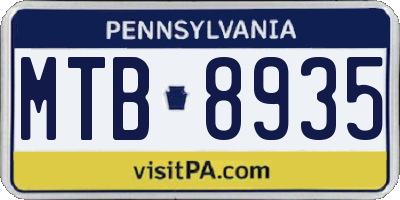 PA license plate MTB8935