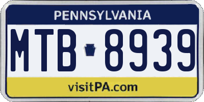 PA license plate MTB8939