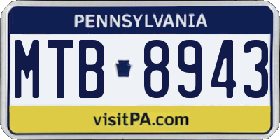 PA license plate MTB8943